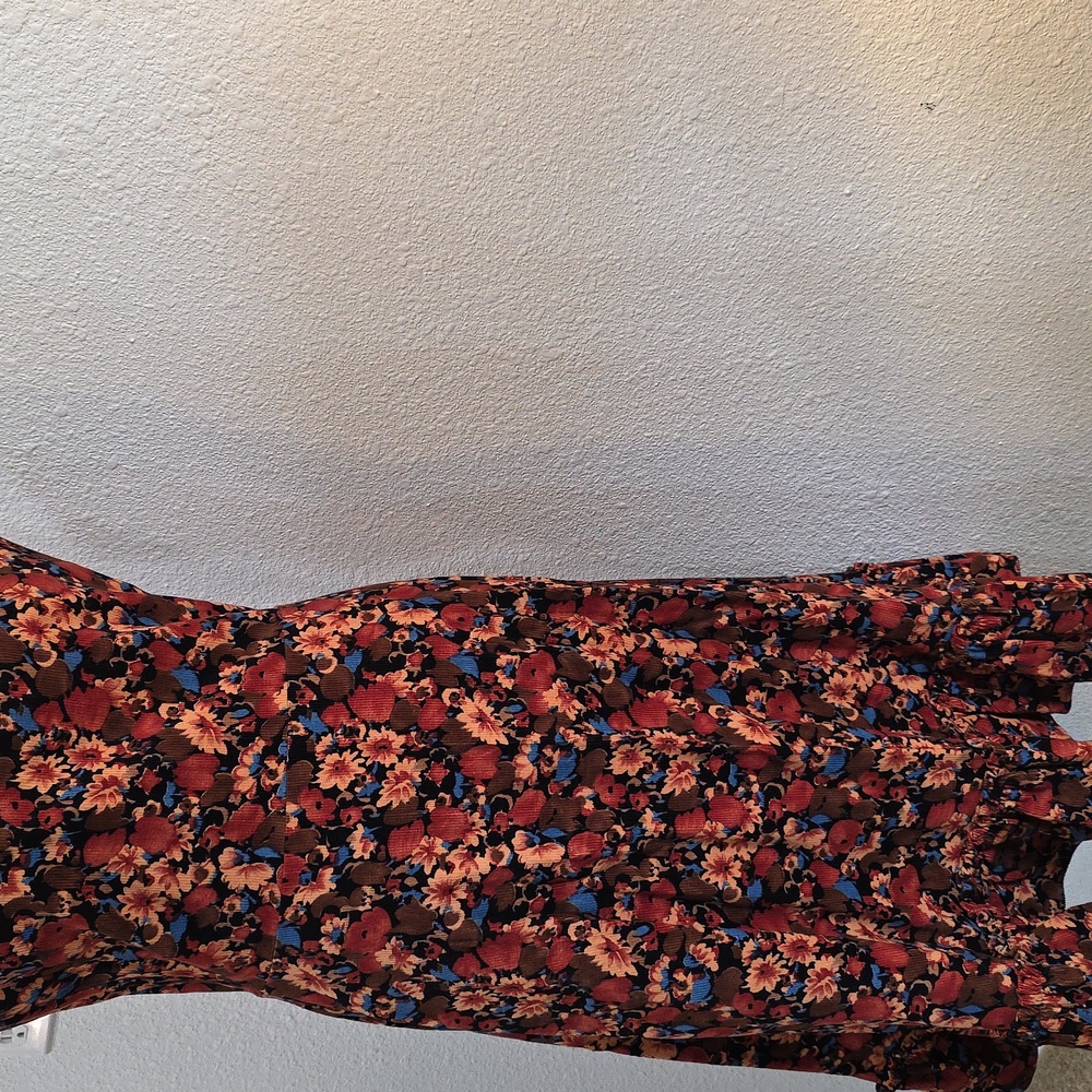 Vintage JCPenney Corduroy  Multicolor Floral Midi Dress Sz 15 - Picture 7 of 12